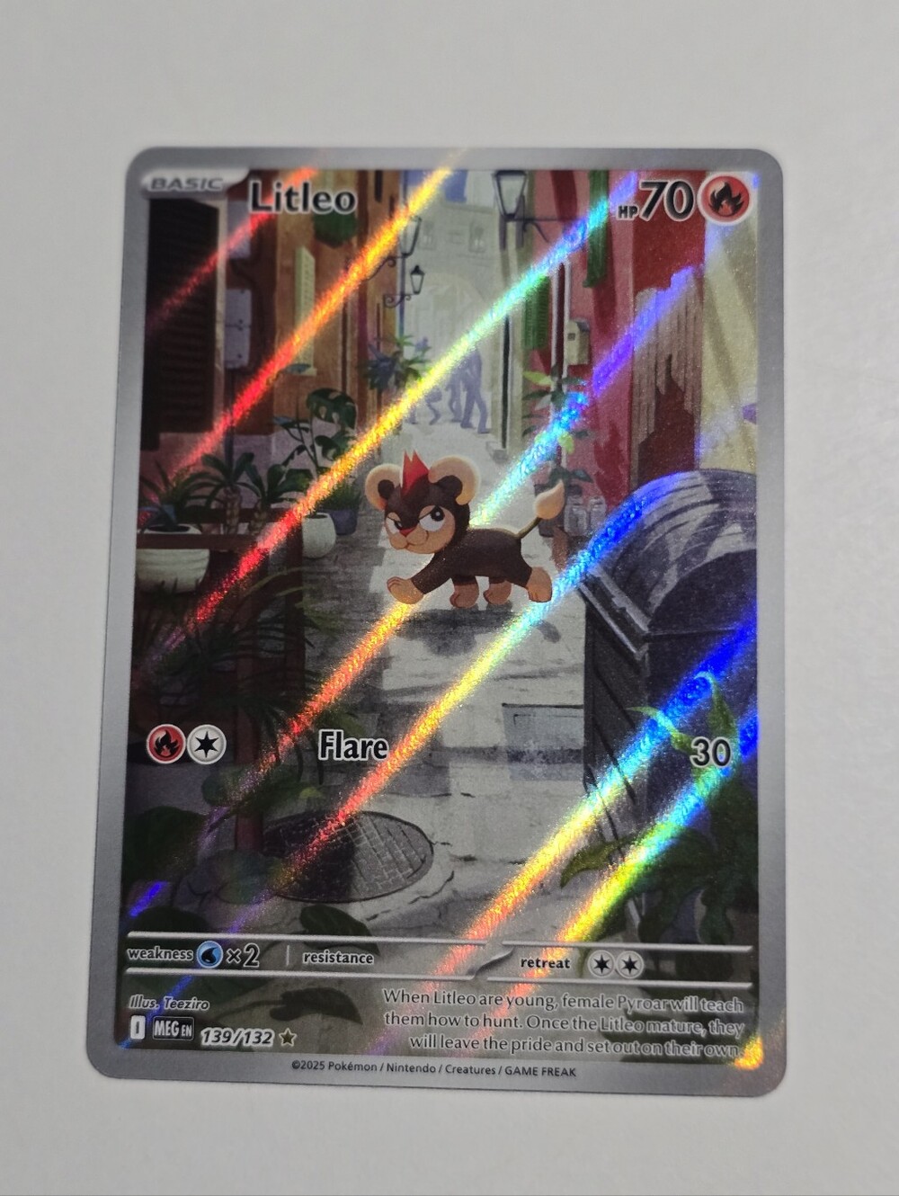 Pokemon Litleo 139/132 Illustration Rare Mega Evolution MEG Holo Card NM